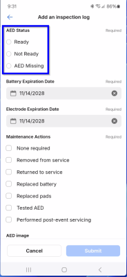 Select AED Status