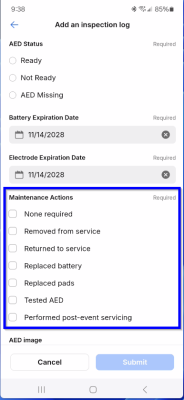 Select Maintenance Actions